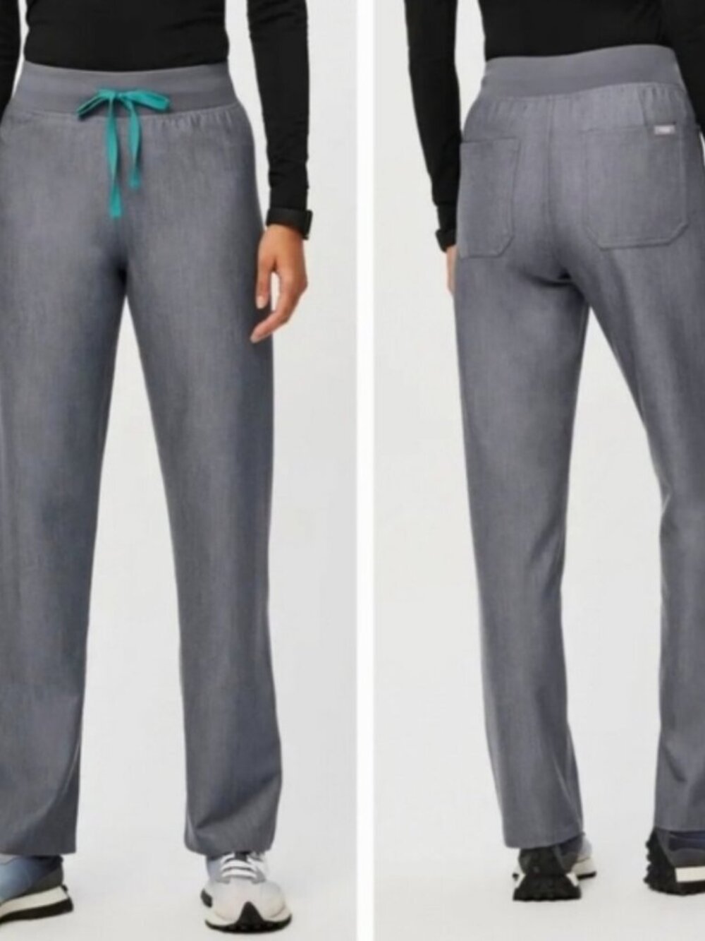 Figs SZ M High Waist Livingston Basic Scrub Pants™ Graphite Straight Leg #T21003